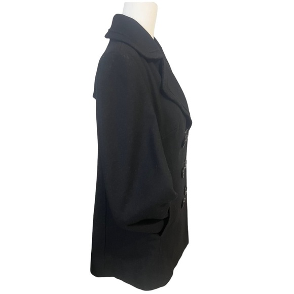 New York & Company Wool Blend Black Button Front Pea Coat - Size 4 - Picture 11 of 14